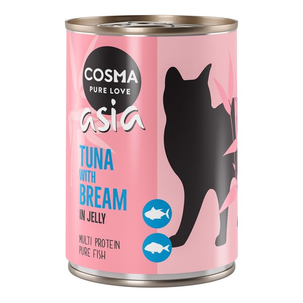 6x400g tonnikala & lahna hyytelössä Cosma Asia kissanruoka