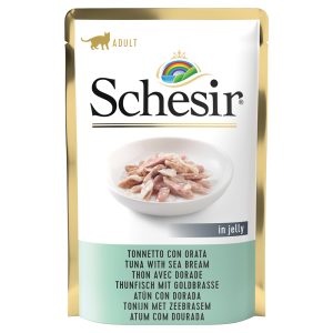 24x85g Jelly Pouch tonnikala & kultaotsa-ahven Schesir kissanruoka