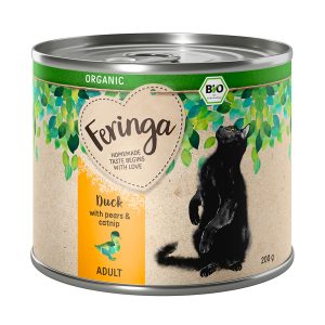 12x200g Organic Adult luomuankka, luomupäärynä & luomukissanminttu Feringa kissanruoka