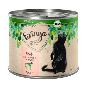 12x200g Organic Adult luomuvasikka, luomukurpitsa & luomumeriteurikka Feringa kissanruoka