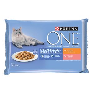 12x 85g PURINA ONE Coat & Hairball Chicken and Salmon märkäruokaa kissoille