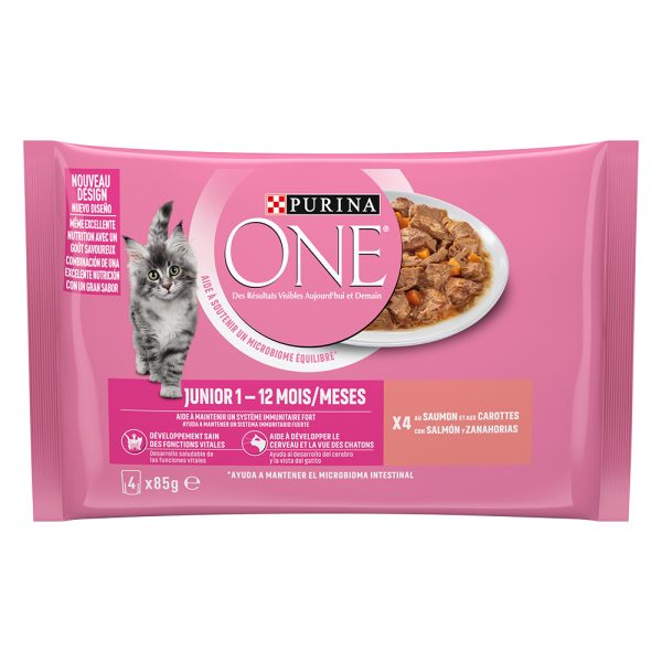 4x85g Junior lohi & porkkana Purina ONE kissan märkäruoka