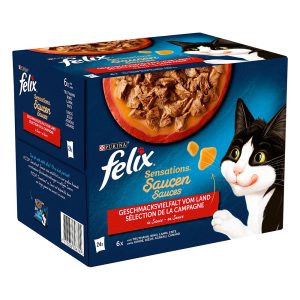 24x 85g Felix "Sensations" Pouches kalkkuna, nauta, karitsa ja ankka kissan märkäruoka