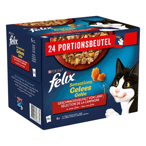 24x 85g Felix "Sensations" Pouches nauta, kana, ankka, karitsa kissan märkäruoka