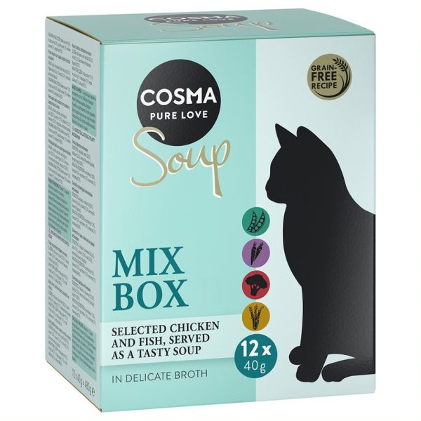 12x40g Soup lajitelma 2 (4 makua) Cosma kissan märkäruoka
