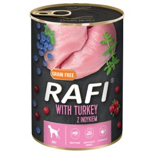 24x400g Rafi Adult, kalkkunaa sisältävä märkäruoka, koiranruoka