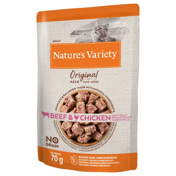 12x70g Original Paté No Grain nauta & kana Nature's Variety märkäruoka