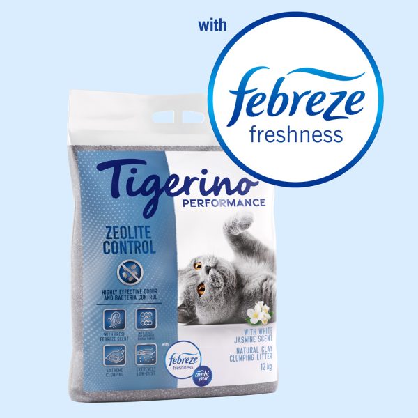 12kg Performance Zeolite Control Febreze jasmiininkukka Tigerino kissanhiekka