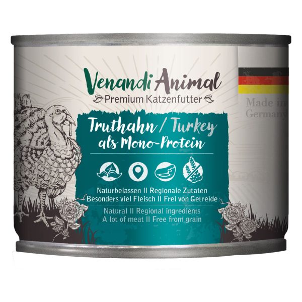 6x200g Venandi Animal Monoprotein kalkkunakissanruoka märkä