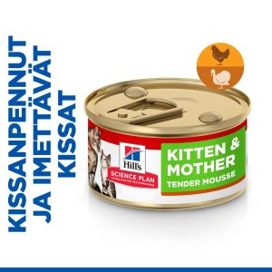 48 x 85 g Science Plan Kitten & Mother Tender Mousse kana ja kalkkuna Hill's  kissan märkäruoka