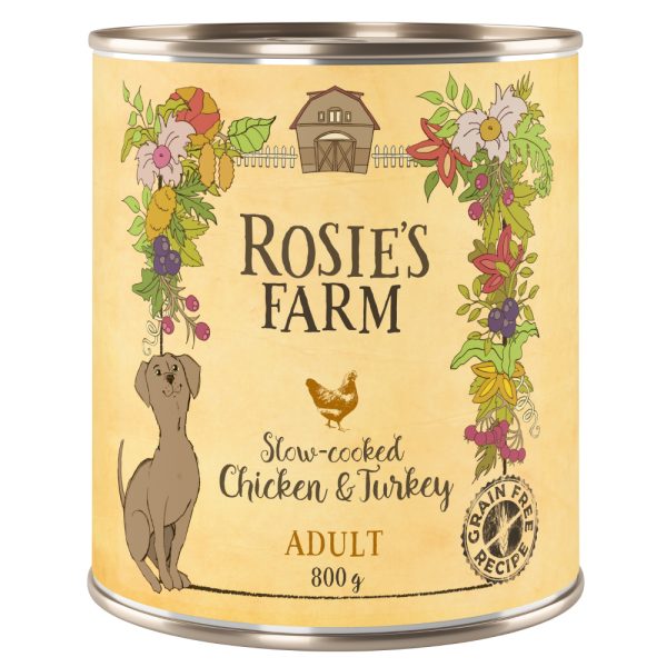 6x800g  Adult kana & kalkkuna Rosie's Farm koiranruoka