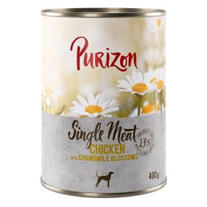 6x400g Single Meat kanaa ja kamomillankukkia Purizon koiralle