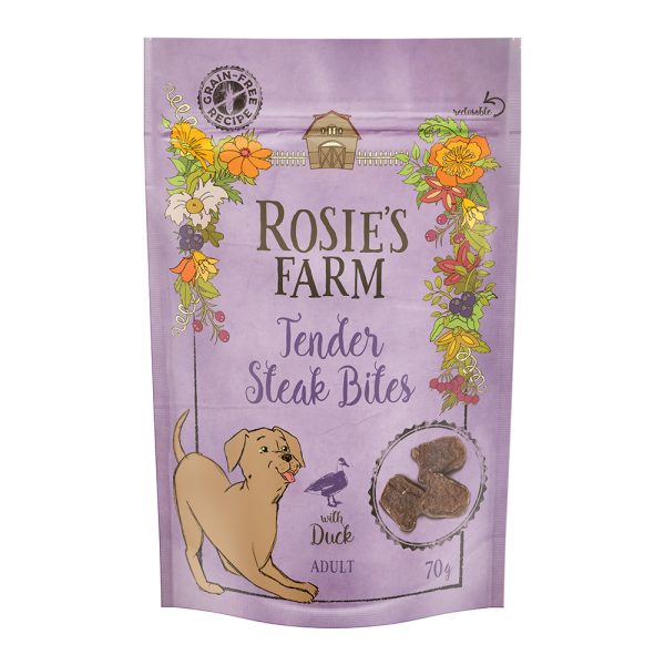 70g Snacks Adult Tender Steak Bites ankka Rosie's Farm koiranherkku