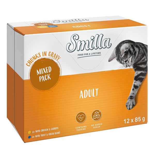 12x85g Adult palat ja kasvikset lajitelma Smilla kissan märkäruoka