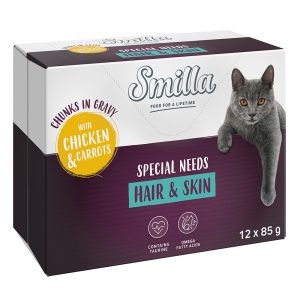 12x85g Hair & Skin palat ja kasvikset kana ja porkkana Smilla kissalle
