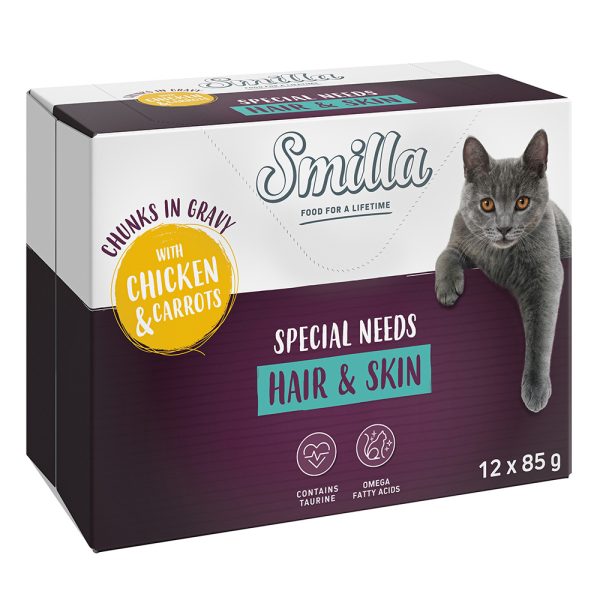 12x85g Hair & Skin palat ja kasvikset kana ja porkkana Smilla kissalle