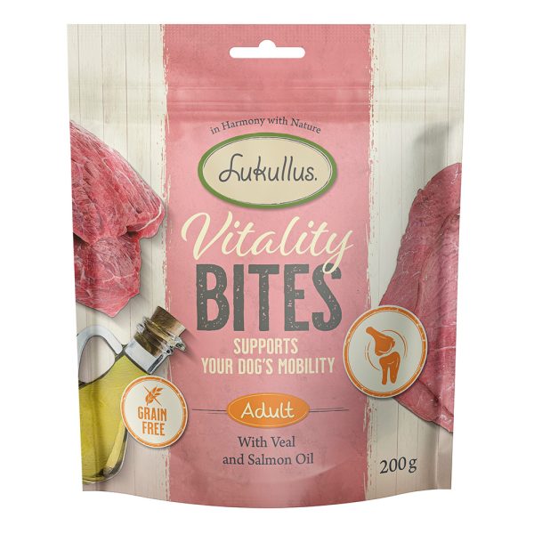 200g Vitality Bites liikkuvuuden tukeminen: vasikka (viljaton) Lukullus koiranherkut
