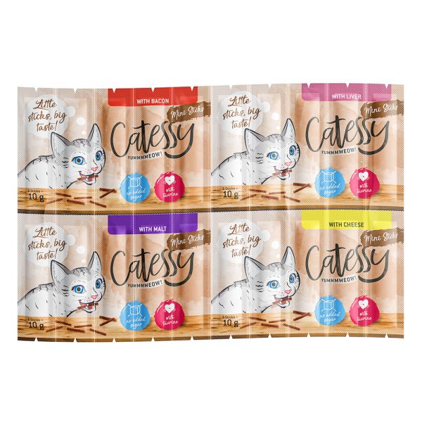 100x2g Mini Sticks Mix pekoni, maksa, mallas, juusto Catessy kissalle