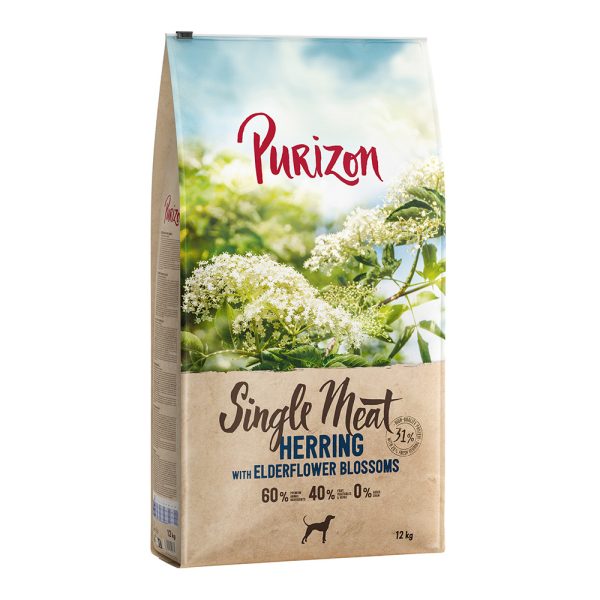 12 kg Purizon -kuivaruokaa erikoishintaan! - Adult Single Meat: silli ja seljankukka
