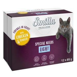 12x85g Adult Light paloja kastikkeessa kana & tomaatti Smilla kissanruoka