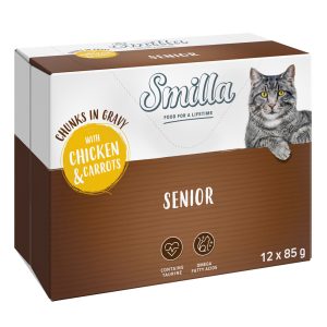 12x85g Senior Pouches paloja kastikkeessa kana & porkkana Smilla kissanruoka