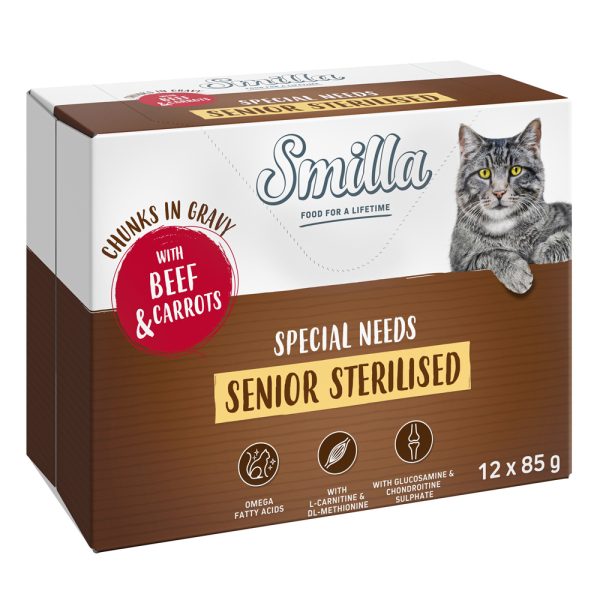 12x85g Senior Sterilised paloja kastikkeessa nauta & porkkana Smilla kissanruoka