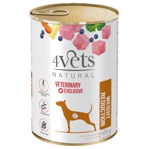12x 400g 4Vets Natural Dog Painonpudotusta vähentävä koiranruoka märkä