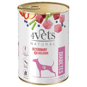 12x 400g 4Vets Natural Dog Diabetes Koiranruoka märkä