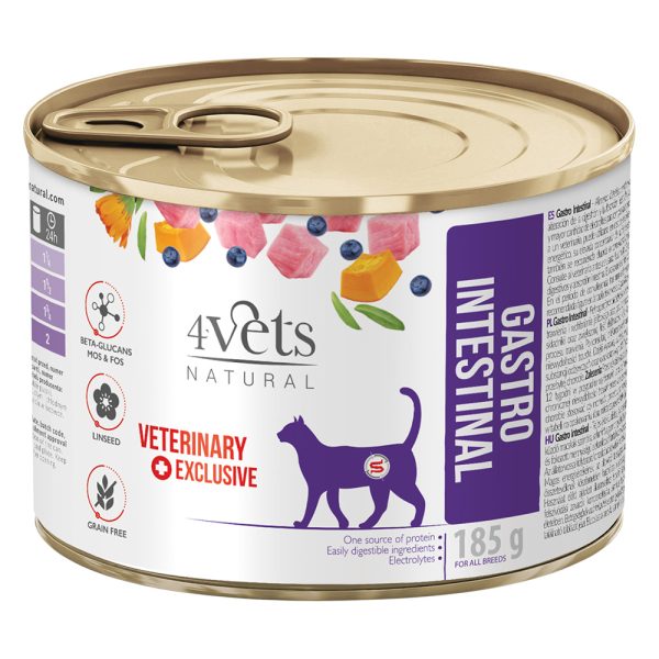 12 x 185 g Natural Gastro Intestinal 4Vets kissan märkäruokaa