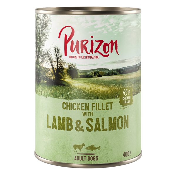 6x 400g Adult Original kanafilee, karitsa & lohi Purizon koiran märkäruoka