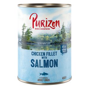 12x400g Original kanafilee, lohi, pinaatti & kookos Purizon-koiranruoka