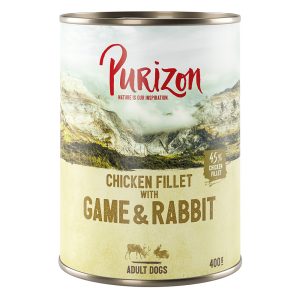 12x400g riista & kani kurpitsalla & karpaloilla Purizon-koiranruoka