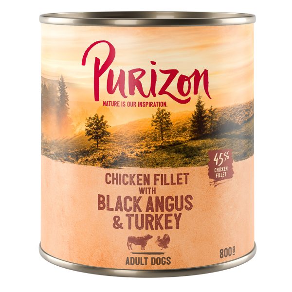 12x800g Black-Angus & kalkkuna bataatilla & karpaloilla Purizon-koiranruoka