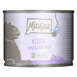Economy Pack 24x200g MjAMjAM Kitten Excellent Vasikka Lohiöljyllä Märkä kissanruoka