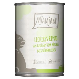 6x400g MjAMjAM Herkullista naudanlihaa höyrytetyllä kurpitsalla kissanruoka märkä