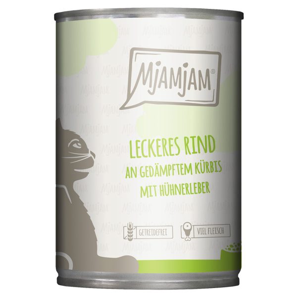 6x400g MjAMjAM Herkullista naudanlihaa höyrytetyllä kurpitsalla kissanruoka märkä
