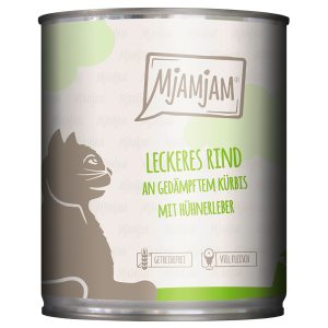 24x 800g Herkullista naudanlihaa höyrytetyllä kurpitsalla MjAMjAM Märkä kissanruoka