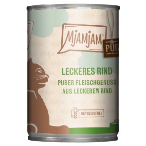 Economy Pack 24x400g MjAMjAM Pure Meat Delight Herkullista puhdasta naudanlihaa Märkä kissanruoka