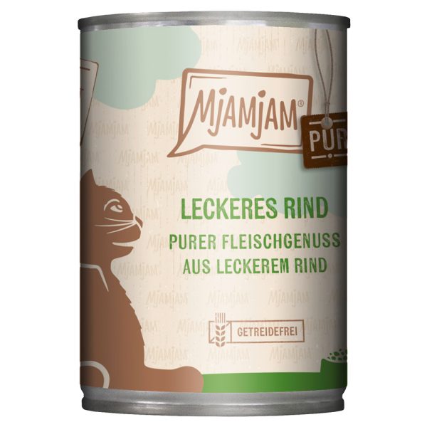 Economy Pack 24x400g MjAMjAM Pure Meat Delight Herkullista puhdasta naudanlihaa Märkä kissanruoka