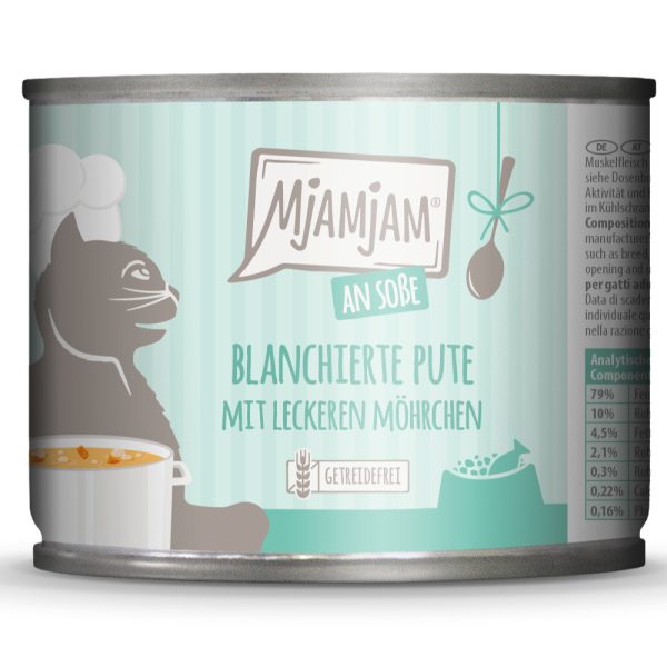 Economy Pack 24x185g MjAMjAM on Gravy Blanched Turkey with Tasty Carrots Märkä kissanruoka