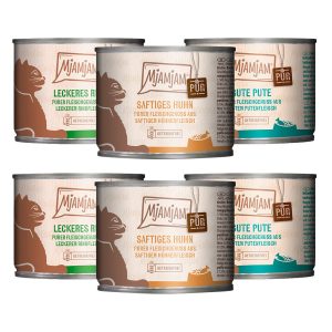 6x200g Mixpack MjAMjAM puhdasta lihaa nautintosekoitus (3 lajiketta) märkäruokaa kissoille
