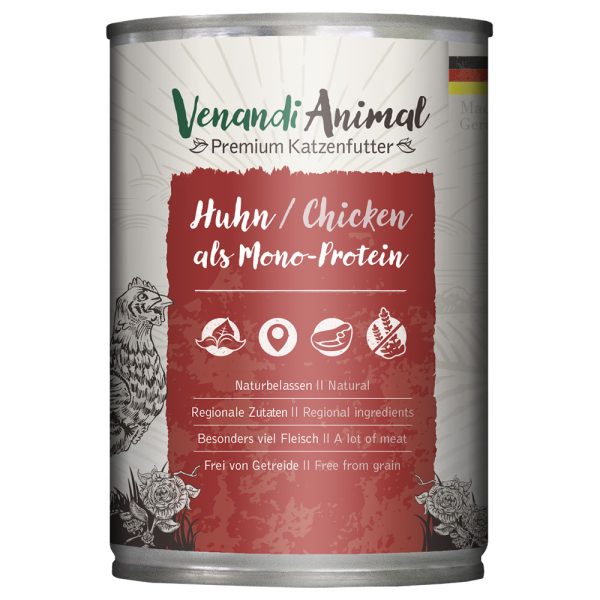 6x400g Venandi Animal Monoprotein Chicken kissanruoka märkä