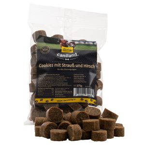275g strutsin- ja peuranlihakeksit Canibit koiralle