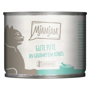 Ekonomipakkaus: 24x200g MjAMjAM hyvä kalkkuna höyrytetyllä kurpitsalla märkä kissanruoka