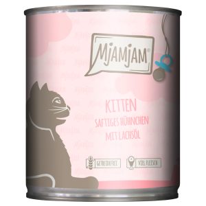 Economy Pack 24x800g MjAMjAM Kitten Juicy Chicken with Salmon Oil Märkä kissan ruoka