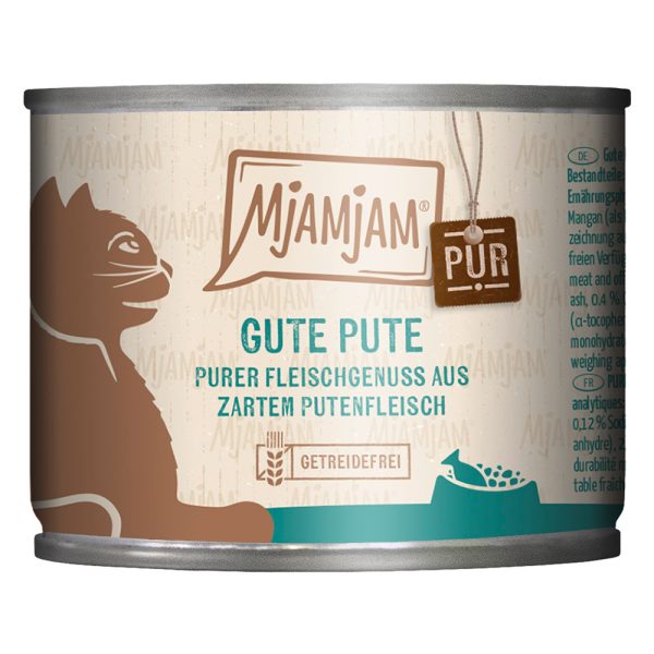 24x200g hyvää kalkkunaa puhdasta MjAMjAM kissanruokaa märkä