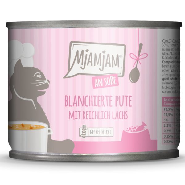 Economy Pack 24x185g MjAMjAM on Gravy Blanched Turkey with Plenty of Salmon Märkä kissanravinto