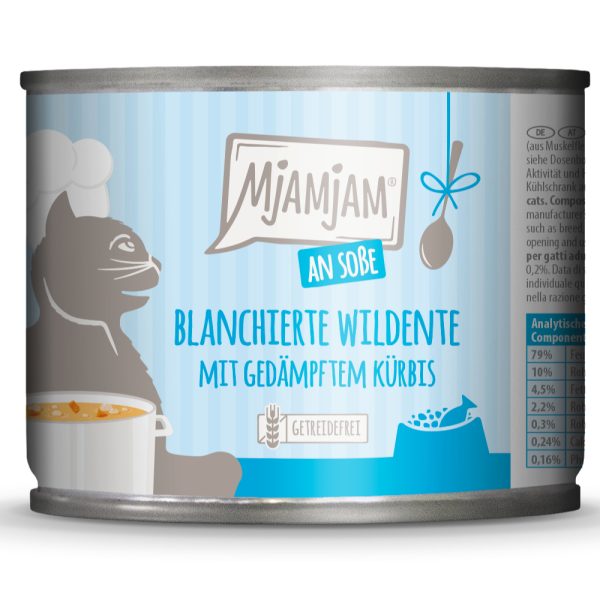 Economy Pack 24x185g MjAMjAM in Sauce Blanched Wild Duck with Steamed Pumpkin Cat Food Wet (kissanruoka)