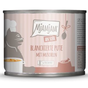 Economy Pack 24x185g MjAMjAM on Gravy Blanched Turkey with Mussels Märkä kissanruoka