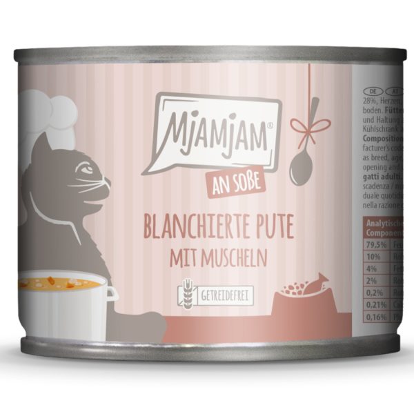 Economy Pack 24x185g MjAMjAM on Gravy Blanched Turkey with Mussels Märkä kissanruoka